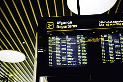 Sk�rm der viser afg�ende fly i Kastrup Lufthavn