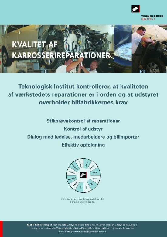 Skilt til ops�tning p� v�rksteder, der f�r udf�rt reparationskontrol af Teknologisk Institut.