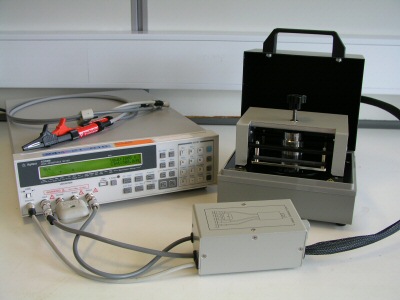 Billedet viser en del af udstyret til måling af volumen og overflademodstand