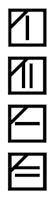 Symboler for naturlig tørring i skygge (hængetørring, hængedryptørring, liggetørring, liggedryptørring)