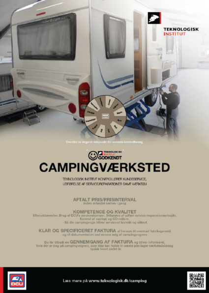 Skilt til opsætning på godkendte campingværksteder.