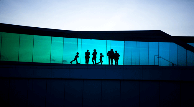 Den blå del af Regnbuen på Kunstmuseet Aros i Aarhus