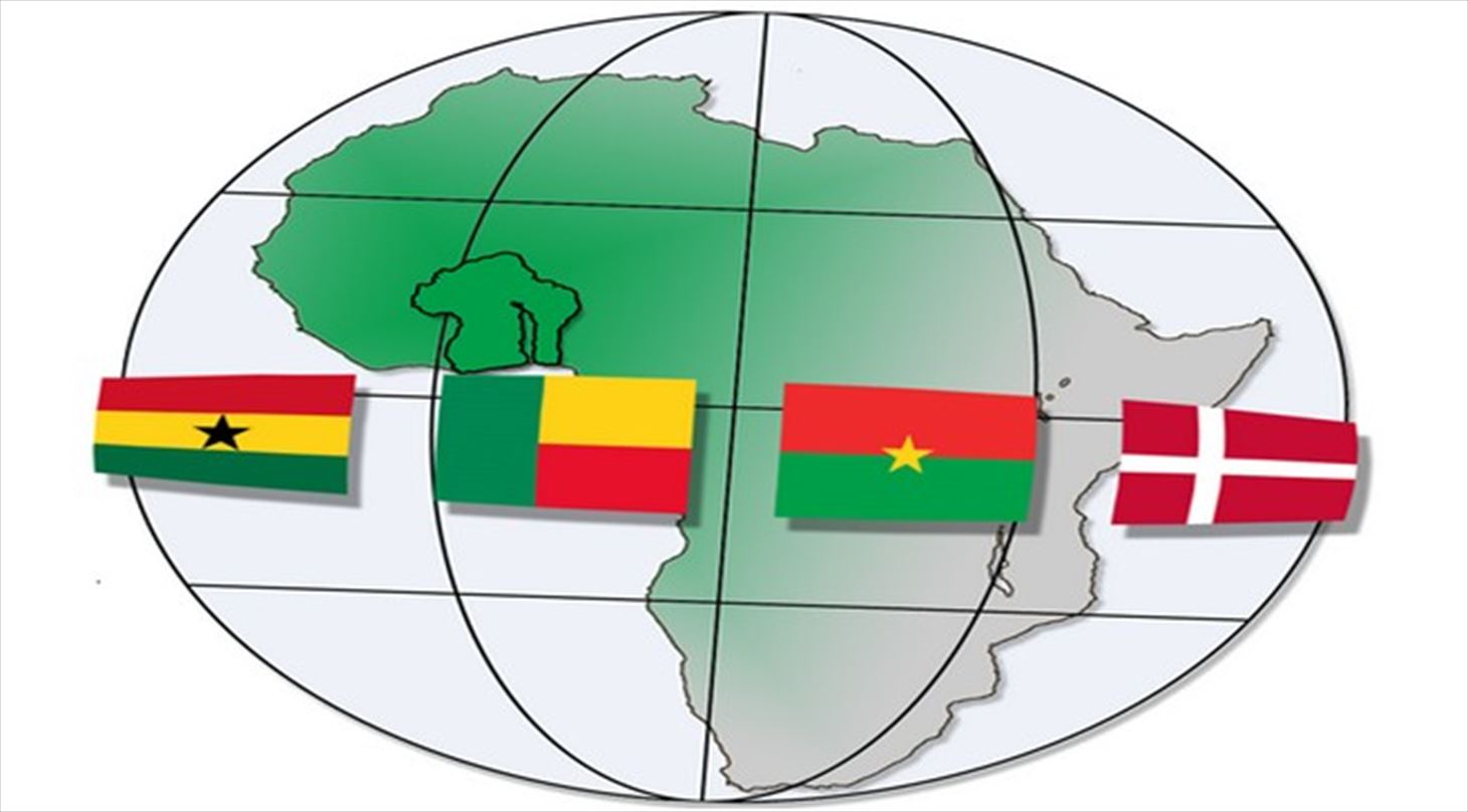 Globus med flag for de lande, der er med i projektet Green Growth for Africa