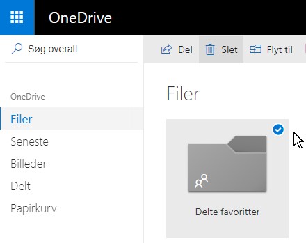 Hvordan sletter jeg en mappe i OneDrive?