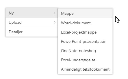 Hvordan opretter jeg en mappe i OneDrive?