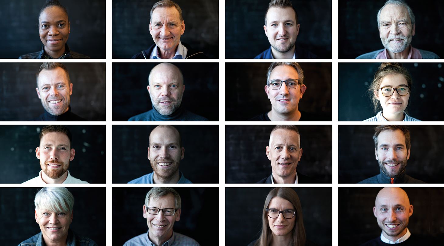 Billede af 16 små personbilleder