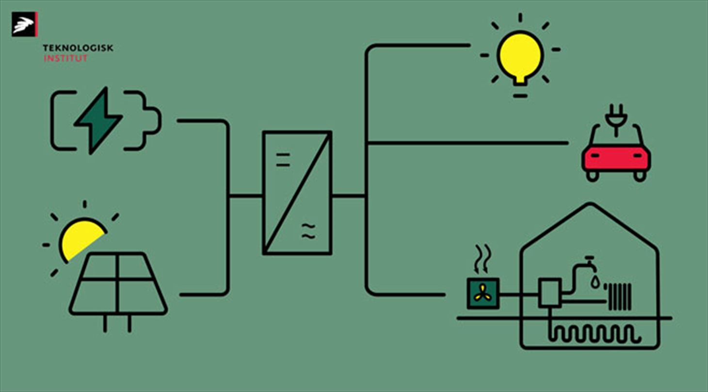 Illustration af solcelleanlg med batteri