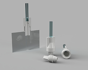 Billedet viser en luerlock printet med 3D sprøjtestøbeform