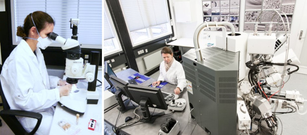 kollage af to laboratoriemedarbejdere