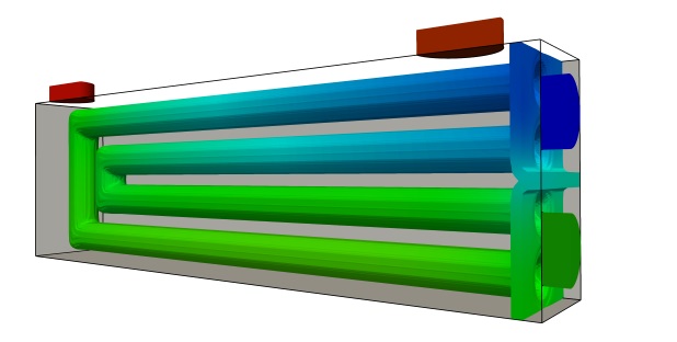 Traditionel varmeveksler med heat map