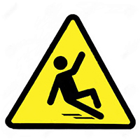 Billedet viser et glat ikon som bruges til at advare om glatte overflader