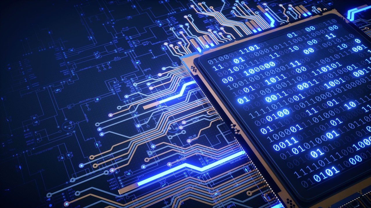 AI illustreret med en stiliseret chip