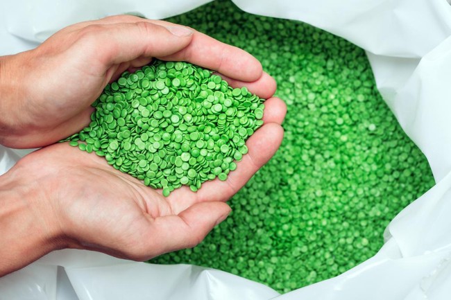 Grønt plastpulver