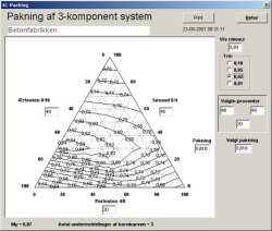 Pakningsberegninger i 4C-Packing af tre materialer