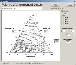 Pakningsberegninger i 4C-Packing af tre materialer